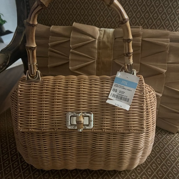 J. McLaughlin Bags J Mclaughlin Wicker Handbag With Bamboo Handle